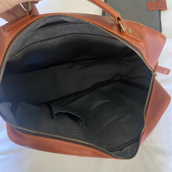 Men’s Leather Soft Brown Leather Laptop Bag with Multi-Pockets . - Picture 10 of 15